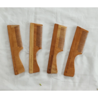Neem Wood Comb with Handle - Pack of 4